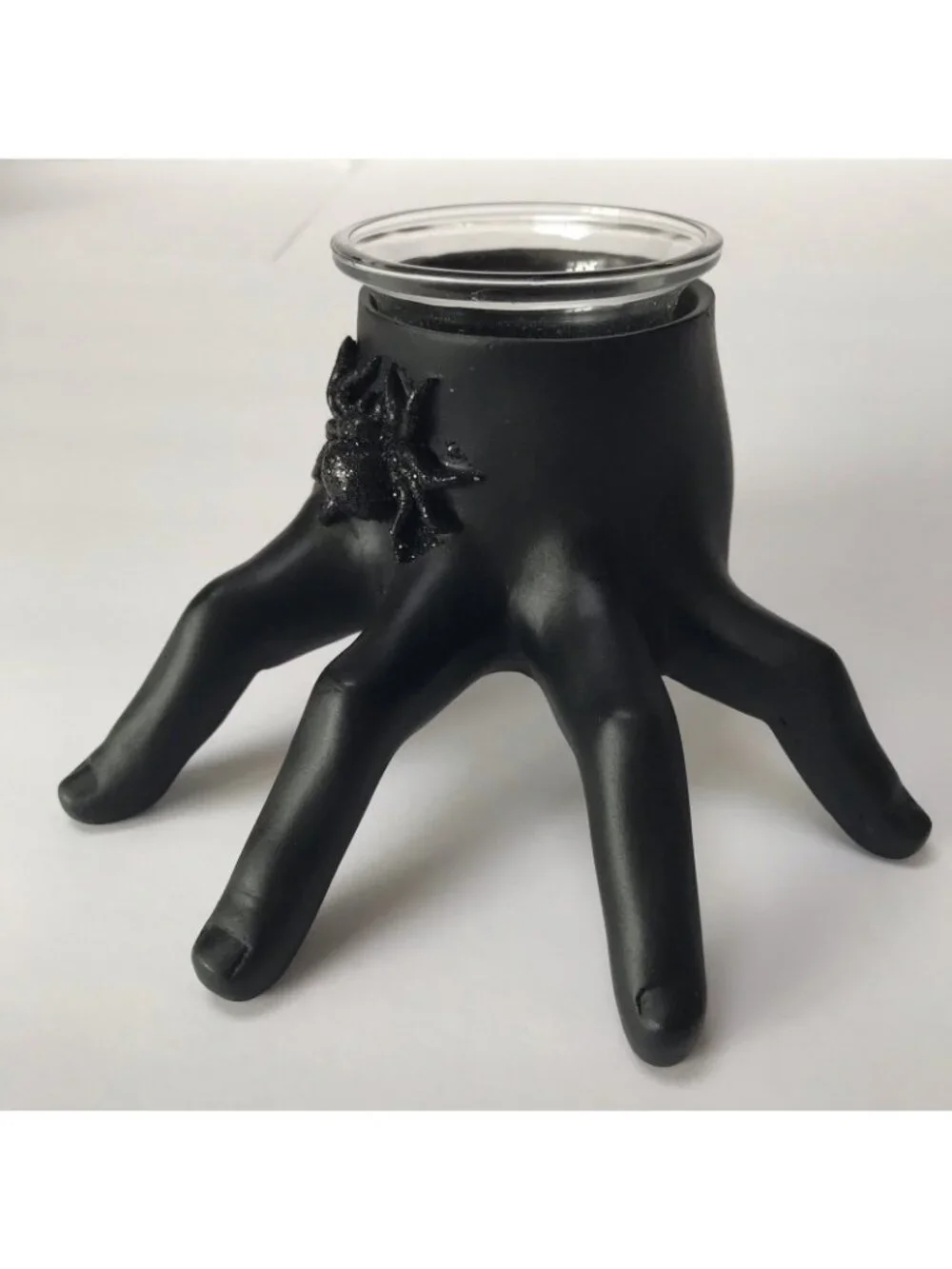 Halloween Candle Holder Spooky Black Hand Tea Light Goth Spider Witchy Decor